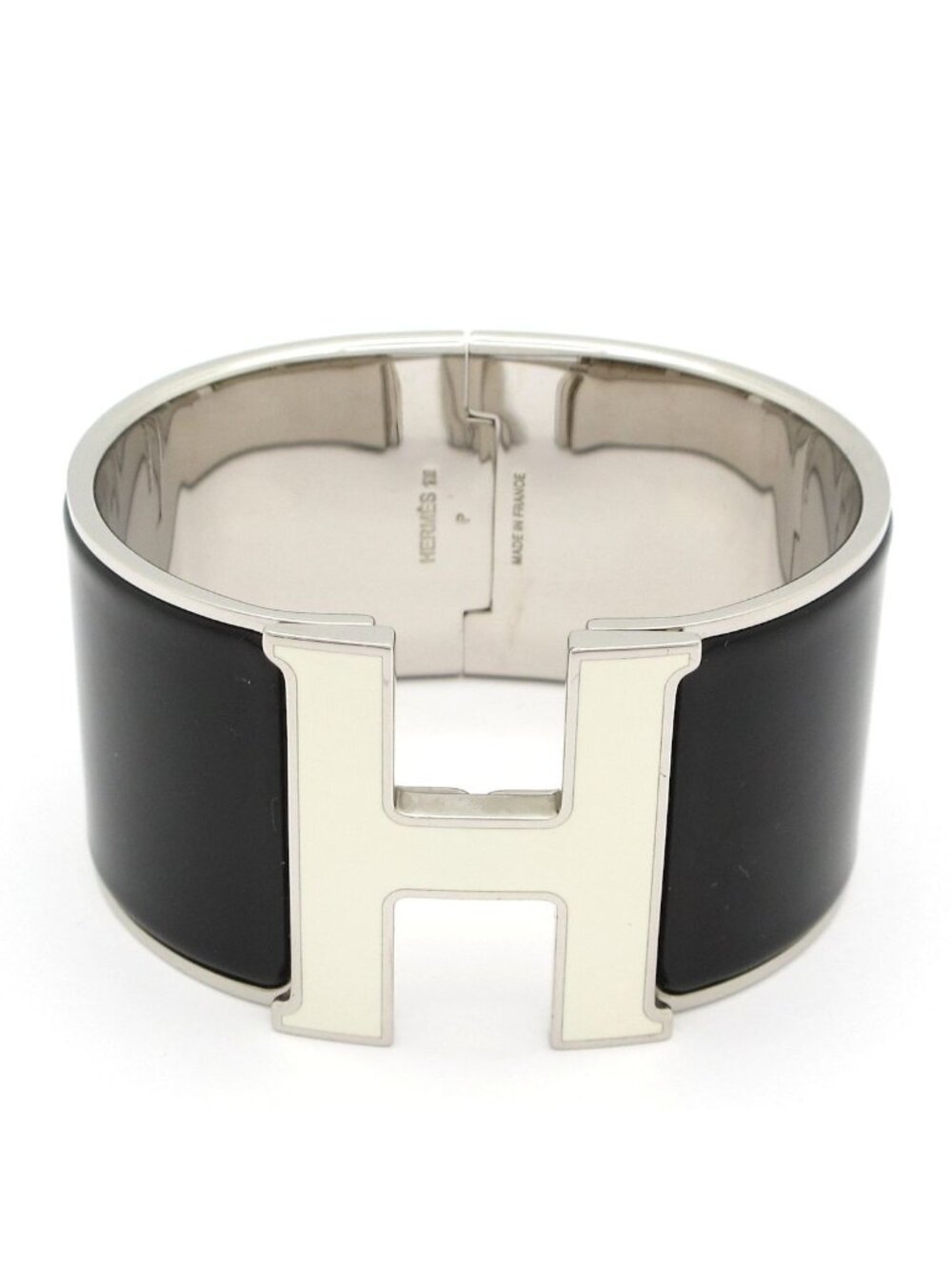 Hermes Bangle Clic Clac Silver Black White Bracelet